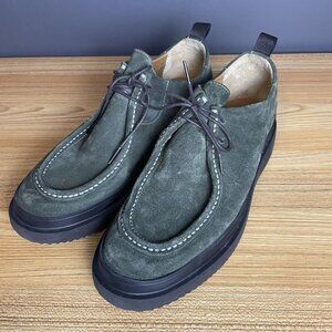 Luca‎ Del Forte Italian Moc Toe Mid Shoes Mens 42 EU Green Suede Leather Italy